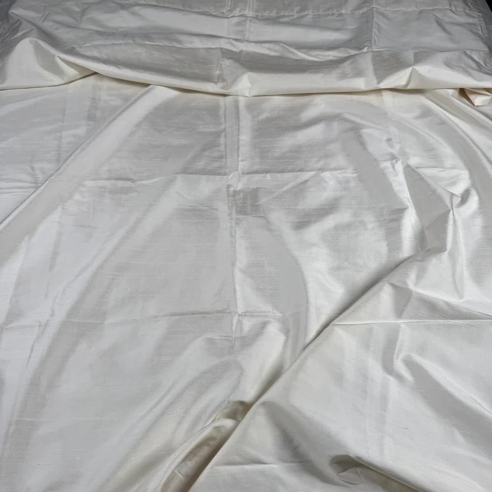 West Elm Silk Cotton Lined Curtain Panels 48x108 Ivory Off White Slub Texture